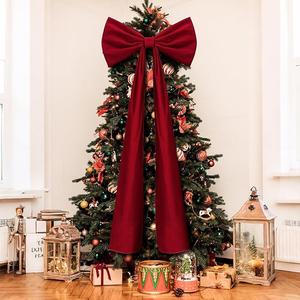 Christmas Tree Topper Decoration, Velvet Bow Ribbon for Indoor Home Room Decor, Party Valentine's Day Christmas Wall Hanging