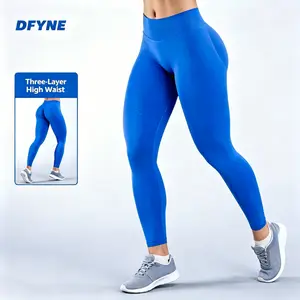 DFYNE Soft Seamless Yoga Pants, Elastic Comfortable Athletic Leggings for Workout Running Daily Outdoor Wear