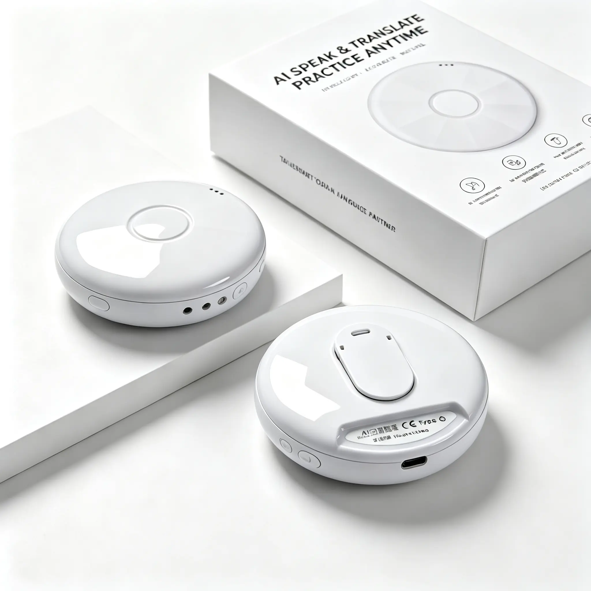 Wearable Basic Audio AI Language Translator Device - Spanish & English Practice Companion, 165-Language Support, Portable Travel Essential (Phones & Electronics, Electronic Learning Device)