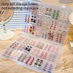 2pcs Large Capacity Nail Art Storage Box, Transparent Display Case for Nail Tips, Plastic Organizer for Manicure Supplies