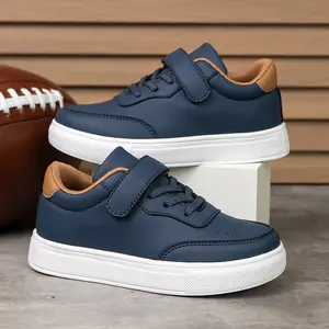 Girls' simple casual sports shoes, stylish skate shoes with personalized color blocking, lightweight and comfortable outdoor walking shoes with hook and loop fasteners, trendy running shoes for children and students