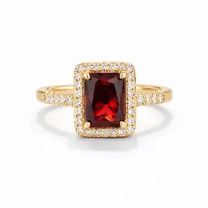 Elegant RED Statement  Ring Gold Plated with Sparkling Stones for Women's Fashion Jewelry cod Ring-5410