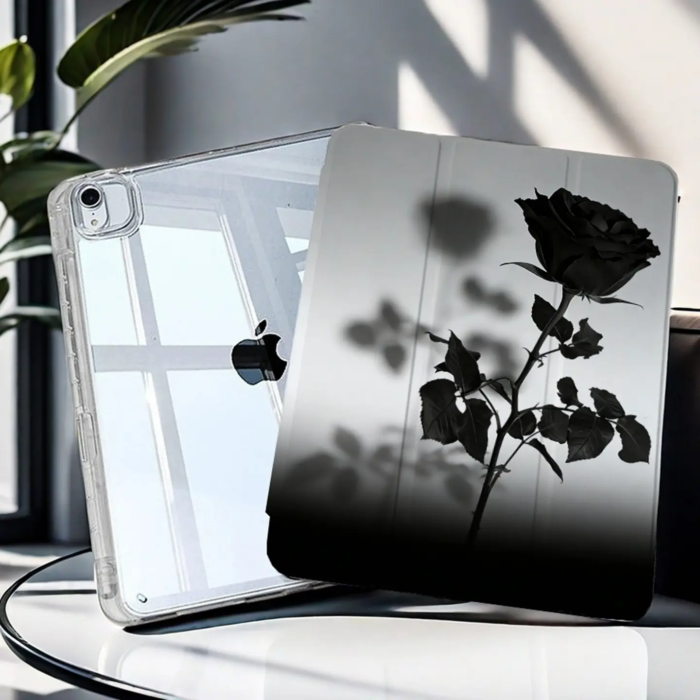 Transparent Leather Tablet Case with Pen Slot & Auto Sleep Cover, Anti-Fall Soft Rubber Shell, Compatible with Apple iPad Pro 11/12/13, iPad 7/8/9th/10th Gen, 10.9in Air 3/4/5 & Mini 6 Tablet Accessories