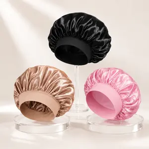 Women Satin Sleep Bonnet Set Silk Hair Wrap Soft Elastic Band Lightweight Night Cap for Curly Wavy Natural Hair Protection