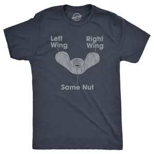 Mens Left Wing Right Wing Same Nut T Shirt Funny Tool Hardware Political Joke Tee for Guys Mens Funny T Shirts Cool Vintage Fashion T-Shirt Gift Classic Menswear Sarcastic Apparel for Men Funny Political Short Navy - NUT