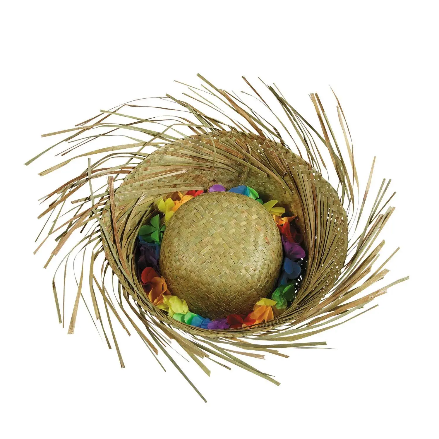 Hawaiian Straw Hats with Fabulous Flowers, Fun Hat for Tropical Luau & Pool Parties, Party Favors for Guests - 12 Pack