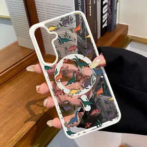Magnetic iPhone Case for Samsung Galaxy S24 Plus S25 Ultra S23 FE Ultra S22+  Dino Delight  Pattern Flexible Premium Stylish Transparent Protection Case
