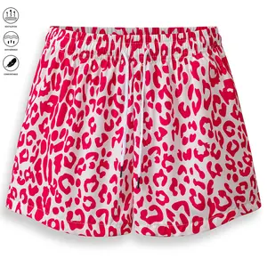 Women’s leopard print shorts — drawstring design; suitable for park walks, family outings, and outdoor activities; ideal for everyday wear; casual spring/summer apparel