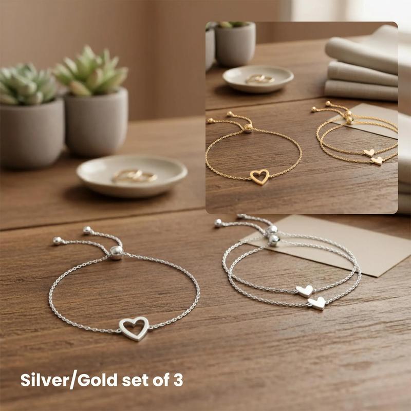 Bestfriends bracelet set Mama Daughter Heart Bracelet Set Matching Best Friends Gift Adjustable Family Jewelry Bonding Gift