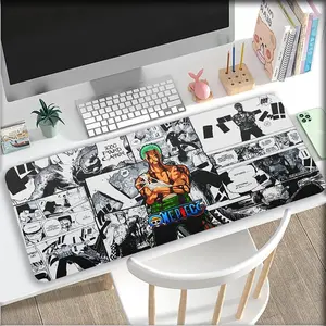 Anime Mouse Pad Zoro 10 Colorful XXL Gaming Desk Mat 3mm Thick Neoprene Anti-Slip Backing Customizable Workspace Mat
