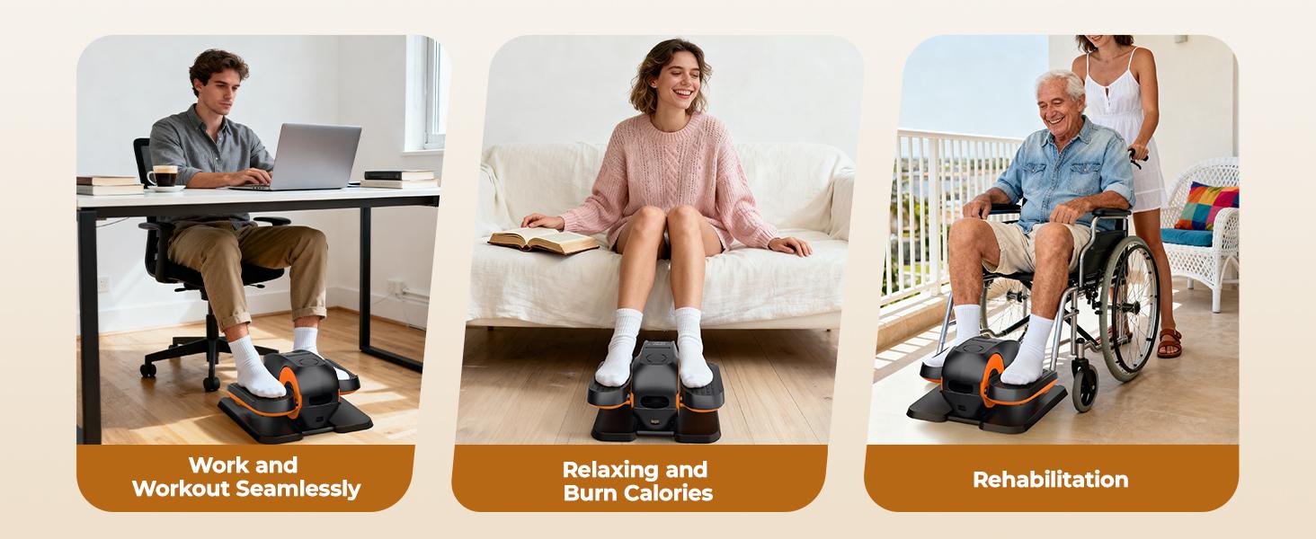 Under Desk Elliptical Machine, Leg Exerciser While Sitting for Seniors with Remote Control & 12-Speeds，Quiet Portable Electric Seated Pedal Exerciser Machine for Home Office