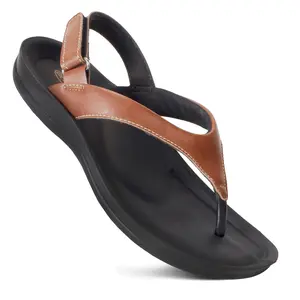 AEROTHOTIC | Aura Flat Sandals for Women | Vegan Leather | Adjustable T Straps | Soft Toe Post | Non-Slip Sole