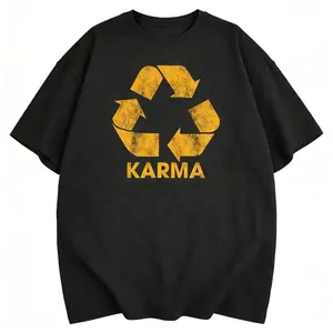 Motivational Womens Karma Recycler T Shirt with Funny Positivity Universe Graphic Vintage Casual Ladies Tee Unique Gift