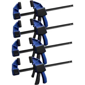 Bar Clamps for Woodworking,4-Pack Wood Clamps 12 Inch Light Duty One-Handed Woodwoking,Quick Grip/Spreader Clamps Set 150LBS Load Limit with Quick Change Button.