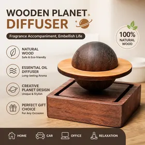 Creative Walnut Wood Diffuser, Handmade Wooden Essential Oil Diffuser, Indoor Car Ornament, Small Planet Design, China Harvested