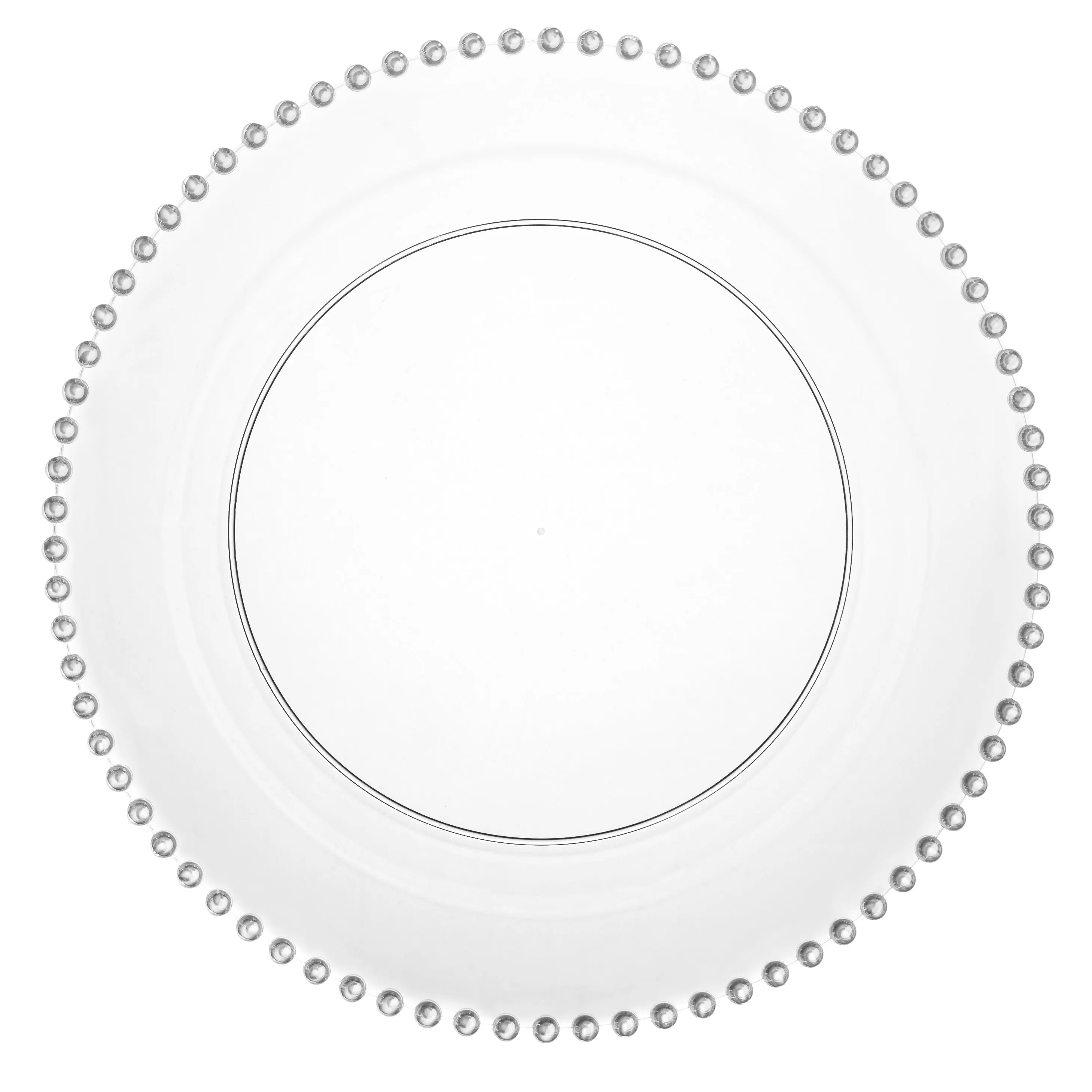 Clear and Silver Round Plastic Plates 10 Count - Beaded