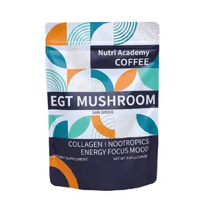 Nutri Academy Collagen&Mushroom Coffee | GRAS Certified L-Ergothioneine(EGT) | 5000mg Bovine Collagen | 5 Adaptogenic Mushrooms