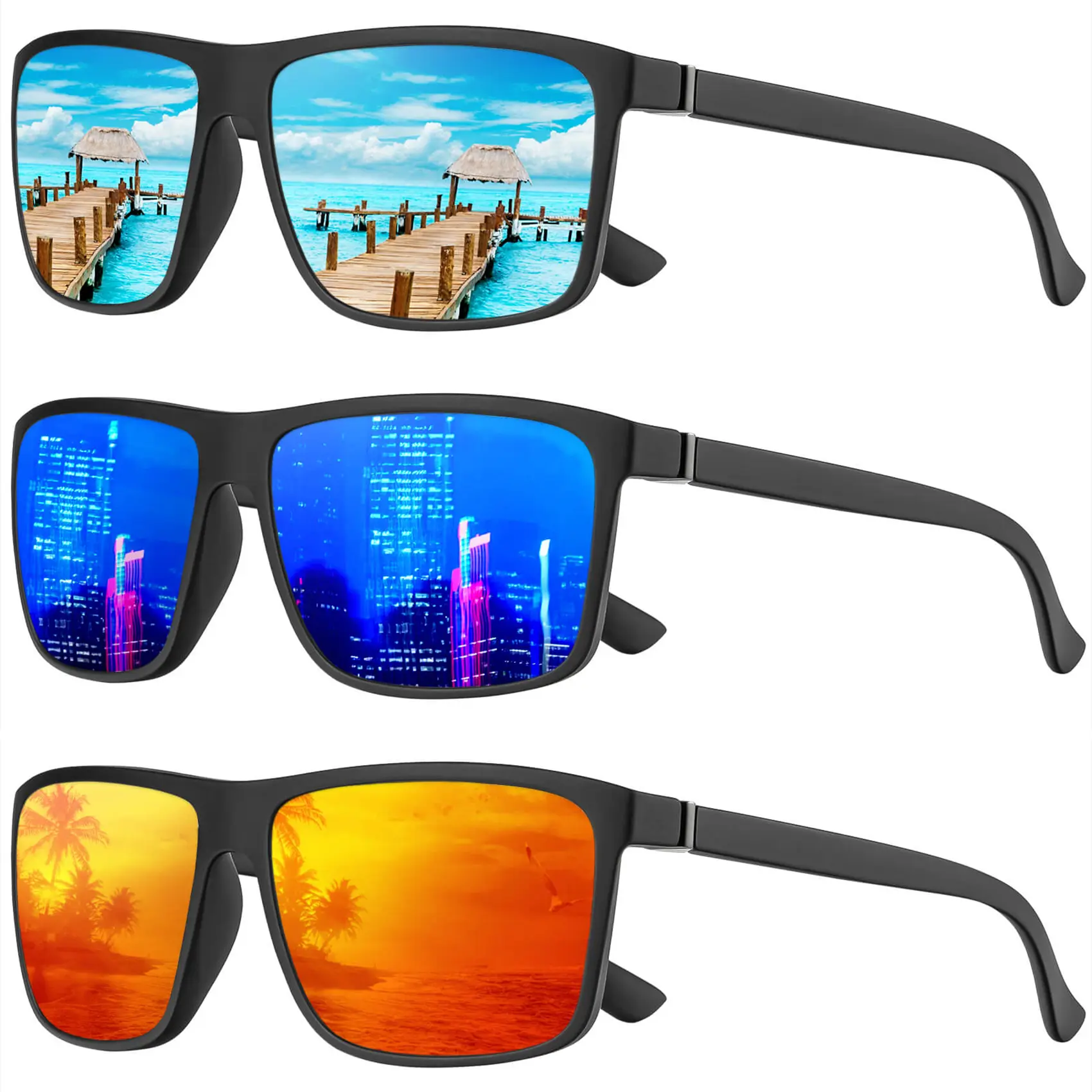 (3 Pack) Ice Blue/Dark Blue/Red