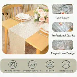 6PCS Silver Sequin Table Runners 11.8" X 86.6", Sparkling Metallic Tablecloths For Wedding, Christmas, Birthday, Valentine's Day, Party & Holiday Decoration (Multiple Colors)