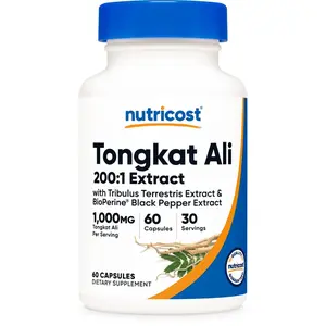 Nutricost Tongkat Ali Dietary Supplement, 500mg, 60 Capsules, 200:1 Extract