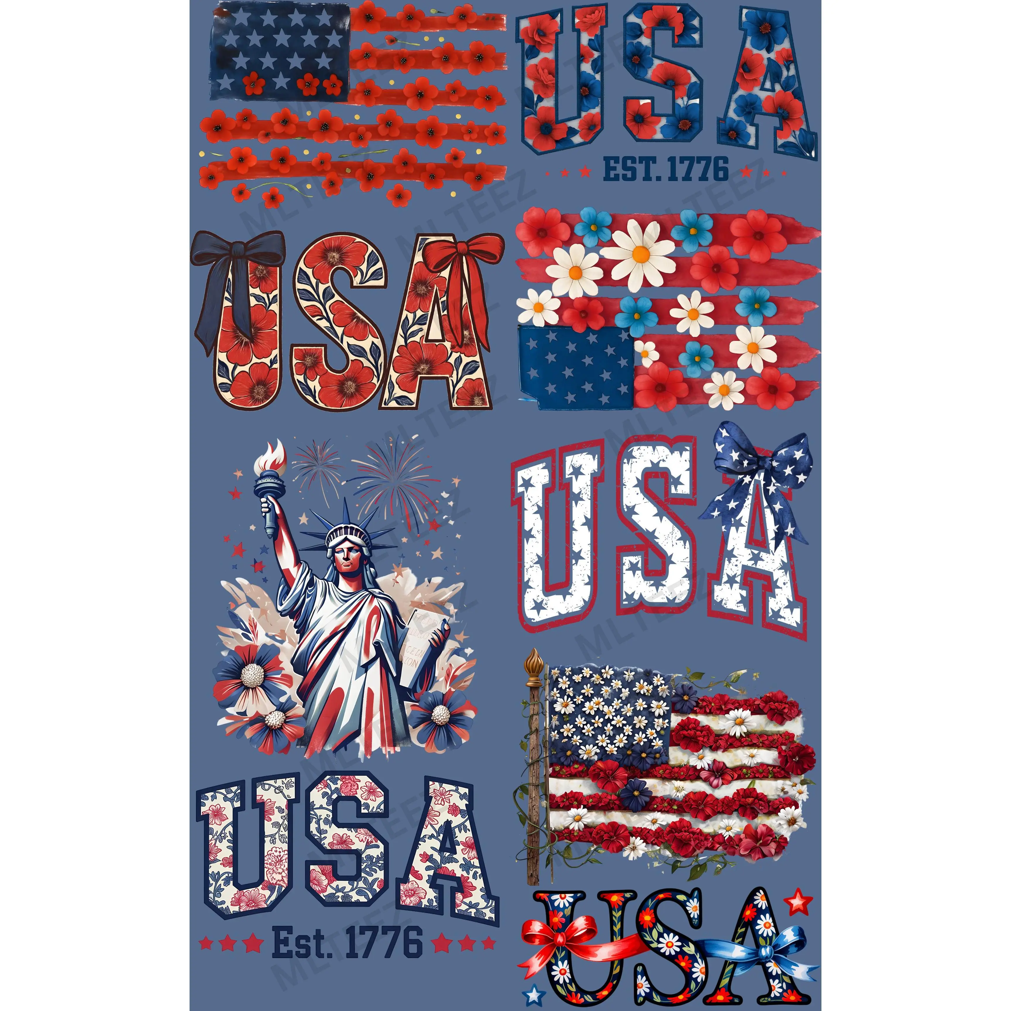 FLORAL FLAGS PREMADE GANGSHEET  - 22X36  DTF TRANSFERS - DIRECT TO FILM