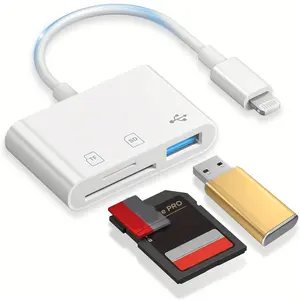 3-in-1 Lightning SD & MicroSD Card Reader for iPhone – Digital Camera Adapter, Plug & Play