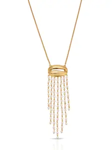 Ettika Mykonos Shell Necklace – 18k Gold Plated Brass Necklace with Acrylic Pearl and 4.75" Shell Pendant, 28" Adjustable Length