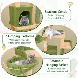 COSTWAY - 63 Inch Cactus Cat Tree with Sisal Scratching Posts and Board for Indoor Cats