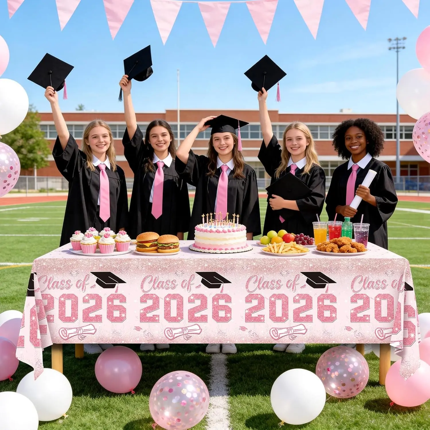 2D Flat Party Tablecloth 1pc, Graduation Ceremony Decoration, Class Graduation Party Supplies, 2026 Graduation Tablecloth, Party Accessory