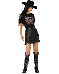 Idyllwind Women's Irene Fringe Faux Leather Skirt - Iwfa23s68