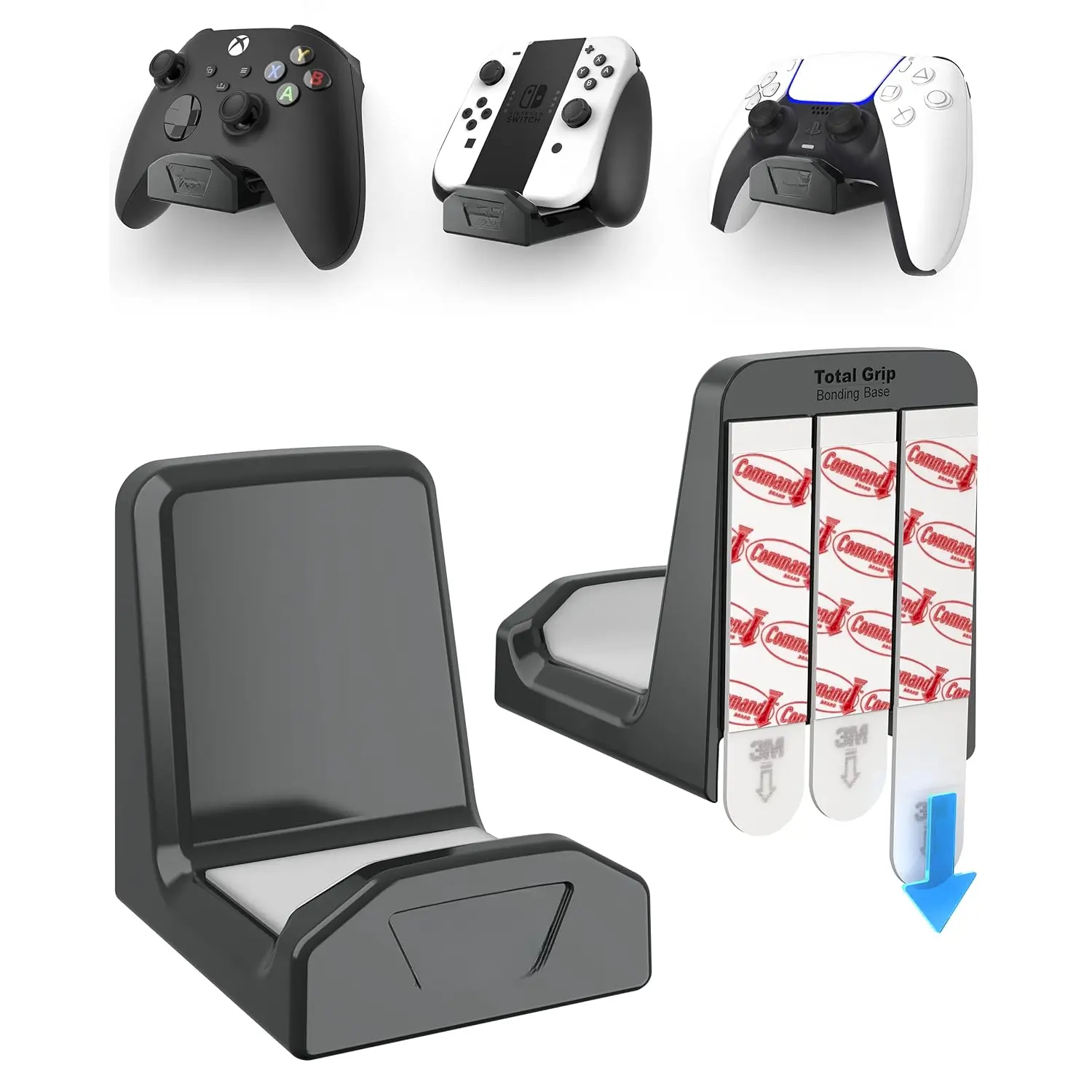 Controller Wall Stands (2 Pack) with Non-Slip Pads & Removable Adhesive for , PS5, PS4, and  - These  Holders Won't  Your Wall with Screws or Permanent Adhesive