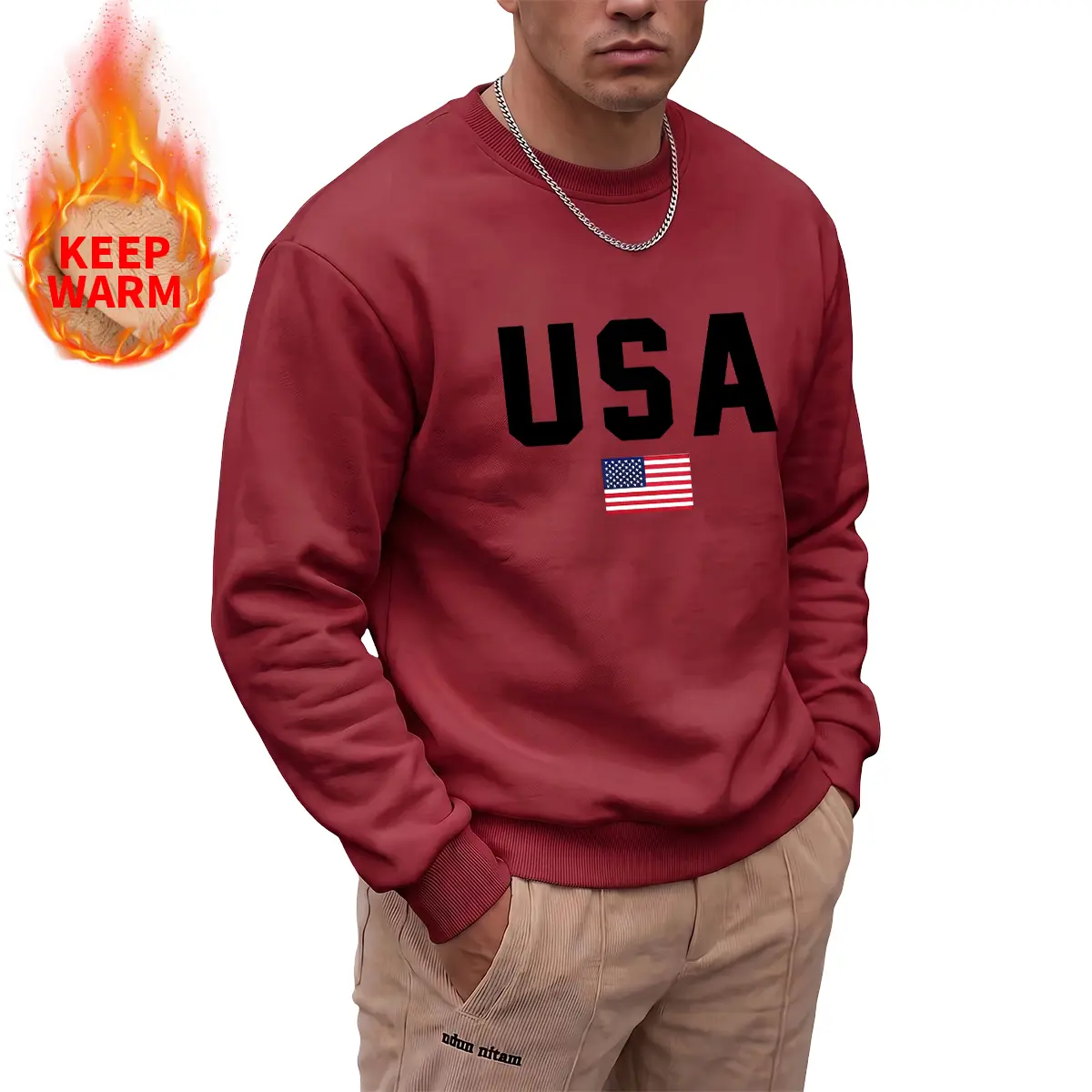 【JOGWAVE】Men’s Thick Fleece Sweatshirt — Winter Warm Crewneck Pullover, Casual Long Sleeve Polyester Fiber Material, Ultra-Soft Interior for Cozy Warmth, Maximum Comfort — An Ideal Choice for Everyday Wear in Autumn and Winter