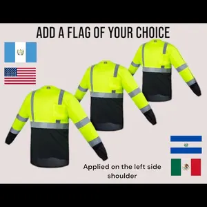 3 Pack Long Sleeves Safety Shirts With A Flagg Of Your Choice