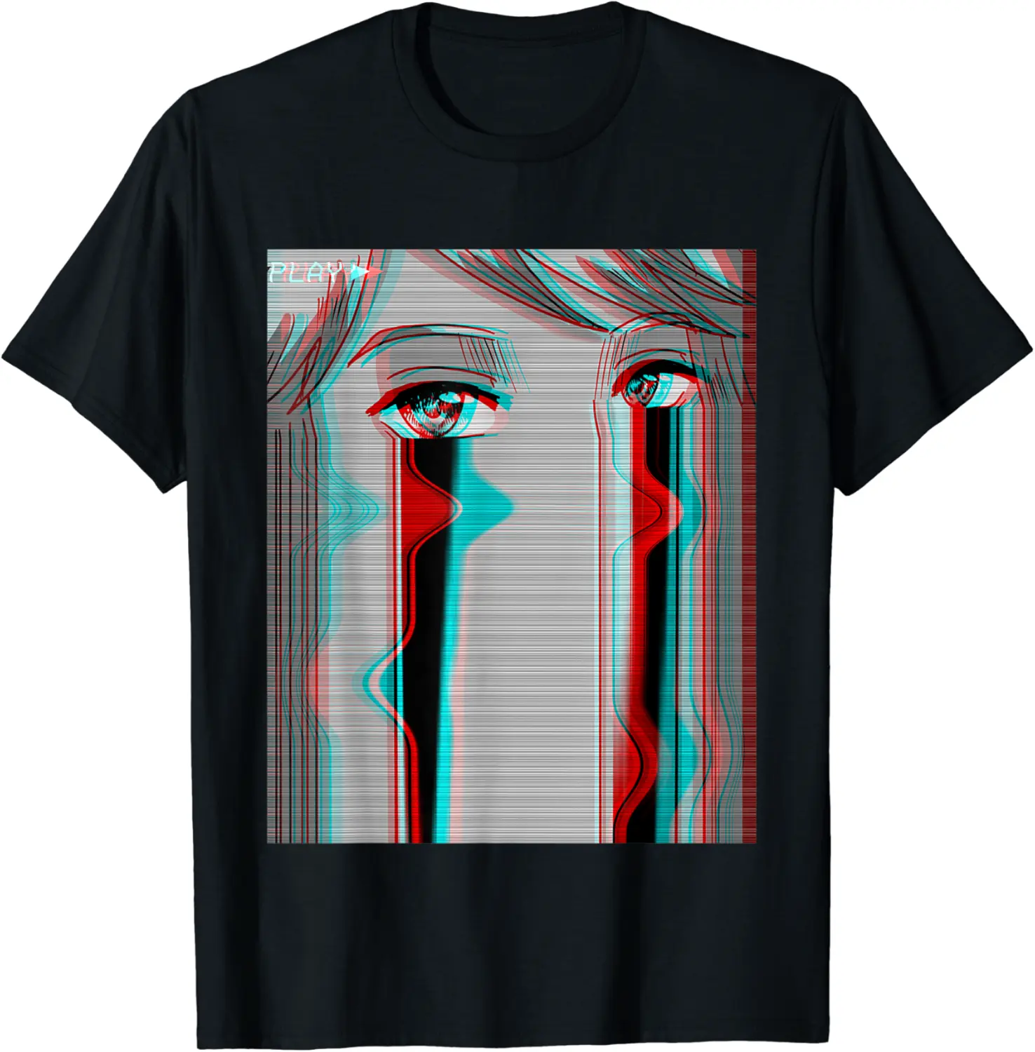 Sad Anime Boy Otaku Eboy Egirl Harajuku Vaporwave Aesthetic T-Shirt - Feliciabr Shop 47B098177H2G