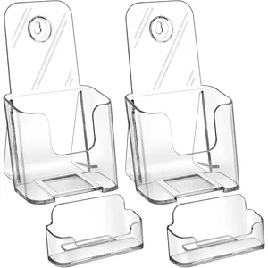 Acrylic 4 Inches Wide Brochure Holder Wall Mount Clear Countertop Organizer Literature Holders Pack of 2