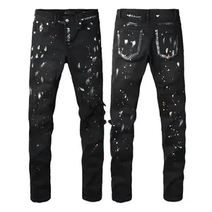Jeans brand Jeans Men's Jeans Casual Comfort Holes Fashionable Straight Skinny Slim Fit Jeans, Ripped Stretch Jeans Denim Pants