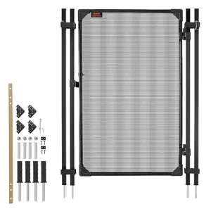 summervibes VEVOR Pool Fence Gate, 4x 2.5 ft Inground Swimming Pool Fences Gate, Outdoor Security Fencing Door Kit with Metal Latch and Stopper, 352 gsm Teslin PVC Mesh, Square Tube, Easy Installation, Black