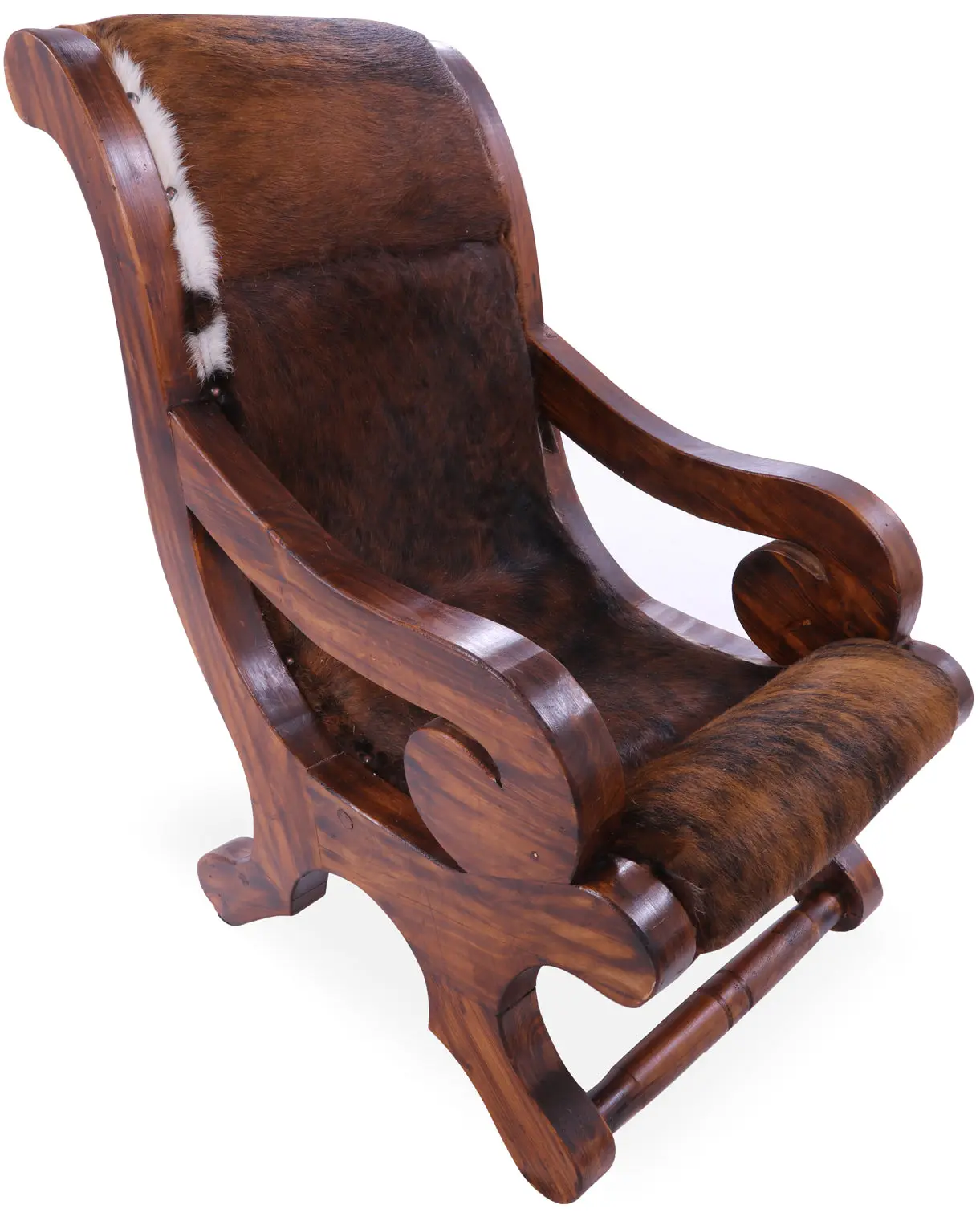 Reclaimed Wood Hair-On Cowhide Handcrafted Chair - C207-FC
