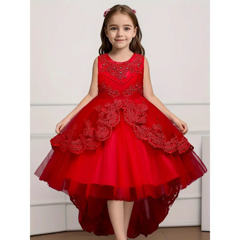 strapless open back dress KIDPIK Girls Long Sleeve Chiffon Midi Dress Roses Mix Print, Size: XXS (4) main image 0