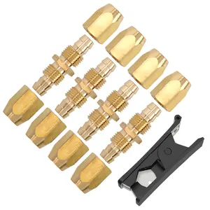 4 Pcs Solid Brass Reusable Fittings For 1/4-Inch ID PU Polyurethane Hose,Air Hose Splicer End Repair Fittings,Hand Tools Kits,Tools & Hardware