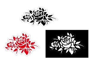 Roses with Leaves, Car Stickers for Women, Flower Car Decals Bumper Stickers Window Car Body, Flower Car Accessories, Tatoo Like Roses with Leaves