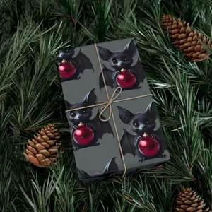 Cute Bat Wrapping Paper Roll, Goth Birthday Gift Wrap, Anniversary Packaging for Him Her, Spooky Gift Wrap