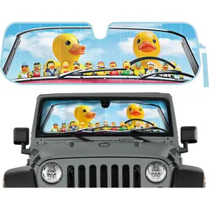 Duck Duck Jeep Sun Shade Fits 1987-2021 Jeep Wrangler JK, JL, CJ, YJ, TJ & 2020-2021 Gladiator - Custom Fit Windshield Sunshade Foldable Accordion Interior UV Protection Sun Window Visor 53" x 16.5"