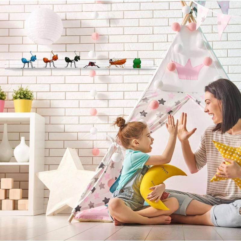 4pcs Transparent Acrylic Wall-Mounted Display Rack, Wall Shelf Unit for Nail Polish, Magazine Organizer and Storybook Holder, Versatile Wall Storage Solution