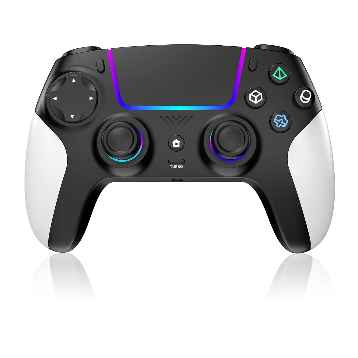 Wireless RGB Gaming Controller for PS5, PC & Mac with Turbo & Touchpad