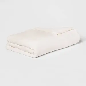 55"x80" 15lbs Micro Plush Weighted Blanket with Removable Cover Ivory - Threshold: Glass Beads, Machine Washable