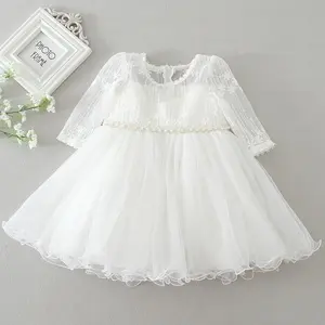 Baby Flower Girl Dress Princess Baptism Christening Wedding Birthday Tulle Dresses for Newborn Baby Girls Outfit Embroidered Lace Formal Gown
