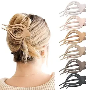 French Concord Hair Clips Claw 6Pcs Side Slid Flat Hair Clips for Volume, Strong Hold, No Slip Grip, Medium Curved Matte Finish