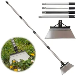 Garden Flat Shovel, Heavy Duty Edging Shovel with 60" Adjustable Long Handle, Stainless Steel Floor Scraper for Lawn Edging, Weed Removal, Snow & Ice Scraper, Sidewalk and Driveway Cleaning