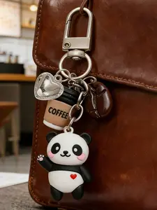 Cute Panda Keychain Bag Charm, Keychain for Bags, Mini Resin Material, Elegant Chain Print, Perfect Gift for Birthday and Holidays, Ideal for Women